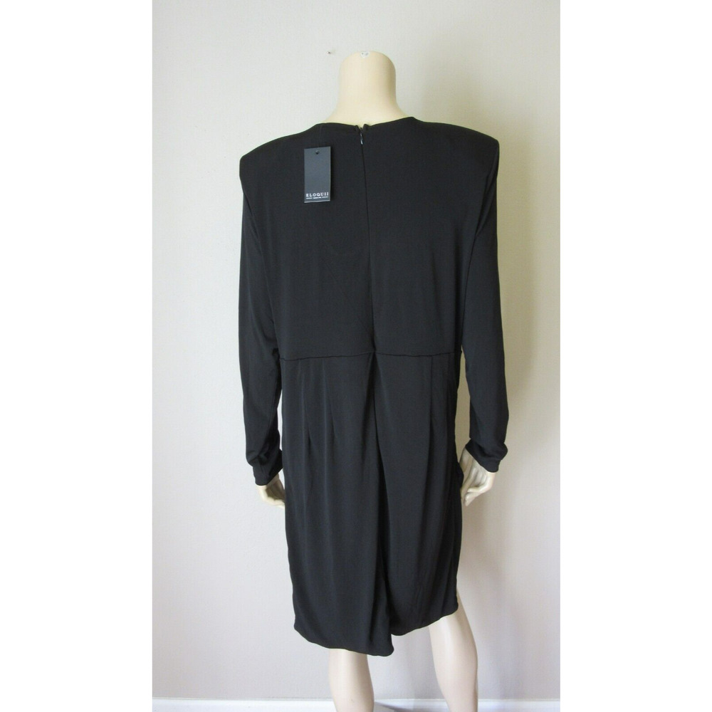 ELOQUII Black Women's V-Neck Long Sleeves 18 Dinner Evening Knee Length Dress - Picture 4 of 6
